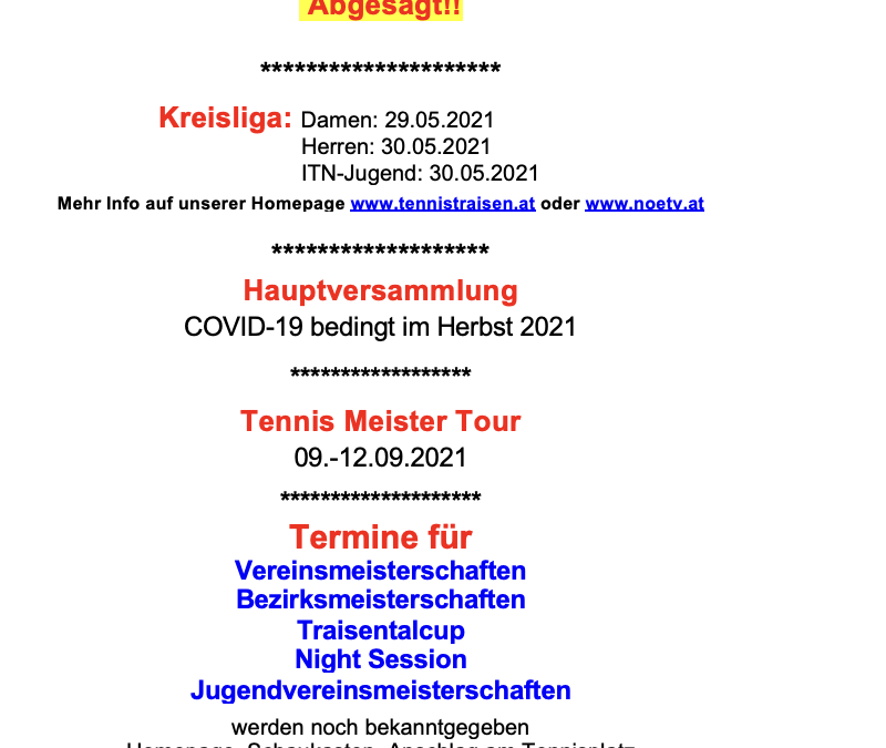 Meisterschaftsbeginn und Kreismeisterschaften