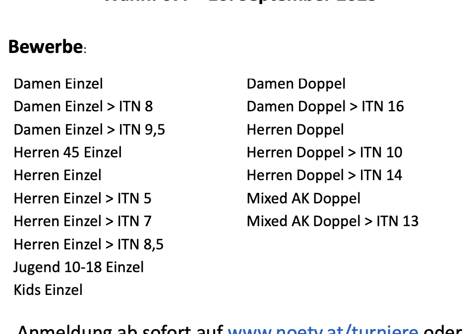 Tennis Meister Tour – 07.-10.09.2023